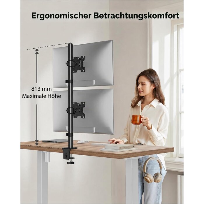 Vertikaler Doppel-Monitorständer 17-32 Zoll - Schwarz - 33% Rabatt