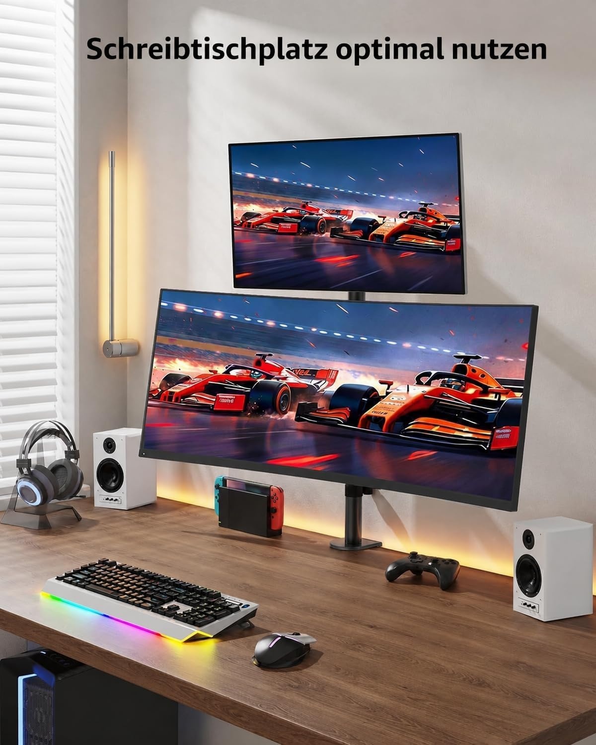 Vertikaler Doppel-Monitorständer 17-32 Zoll - Schwarz - 33% Rabatt