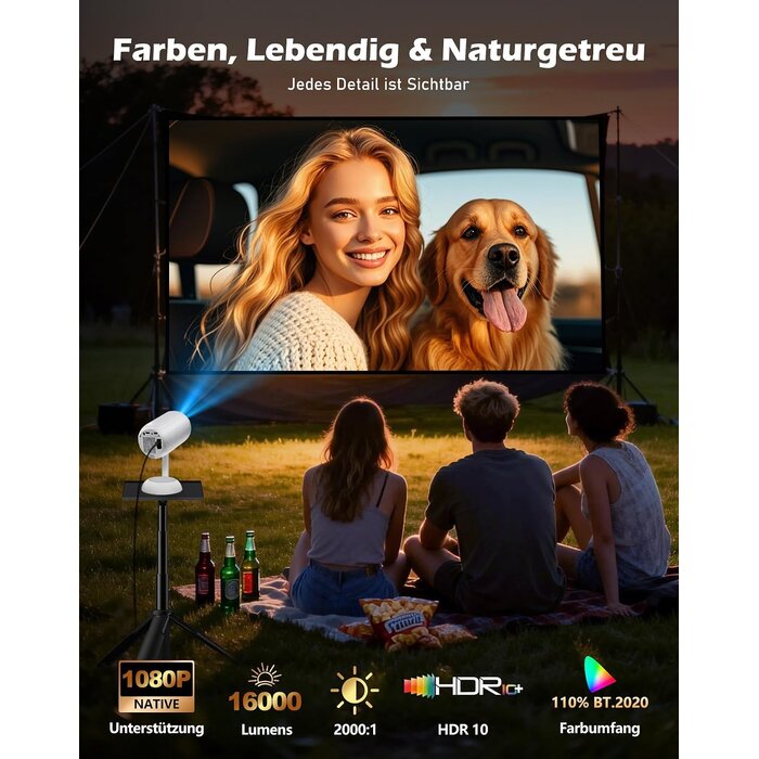 Mini Beamer 4K Full HD tragbar WLAN Bluetooth - 34% Rabatt - Ausgepackt