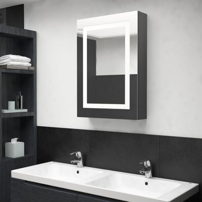 Vidaxl Spiegelschrank mit LED Beleuchtung 50x13x70cm Grau - 34% Rabatt