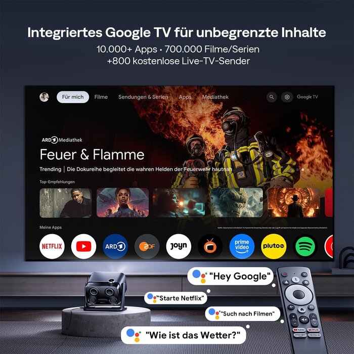 Smart Beamer 4K Unterstützung, Google TV, 500 ANSI Lumen - 35% Rabatt
