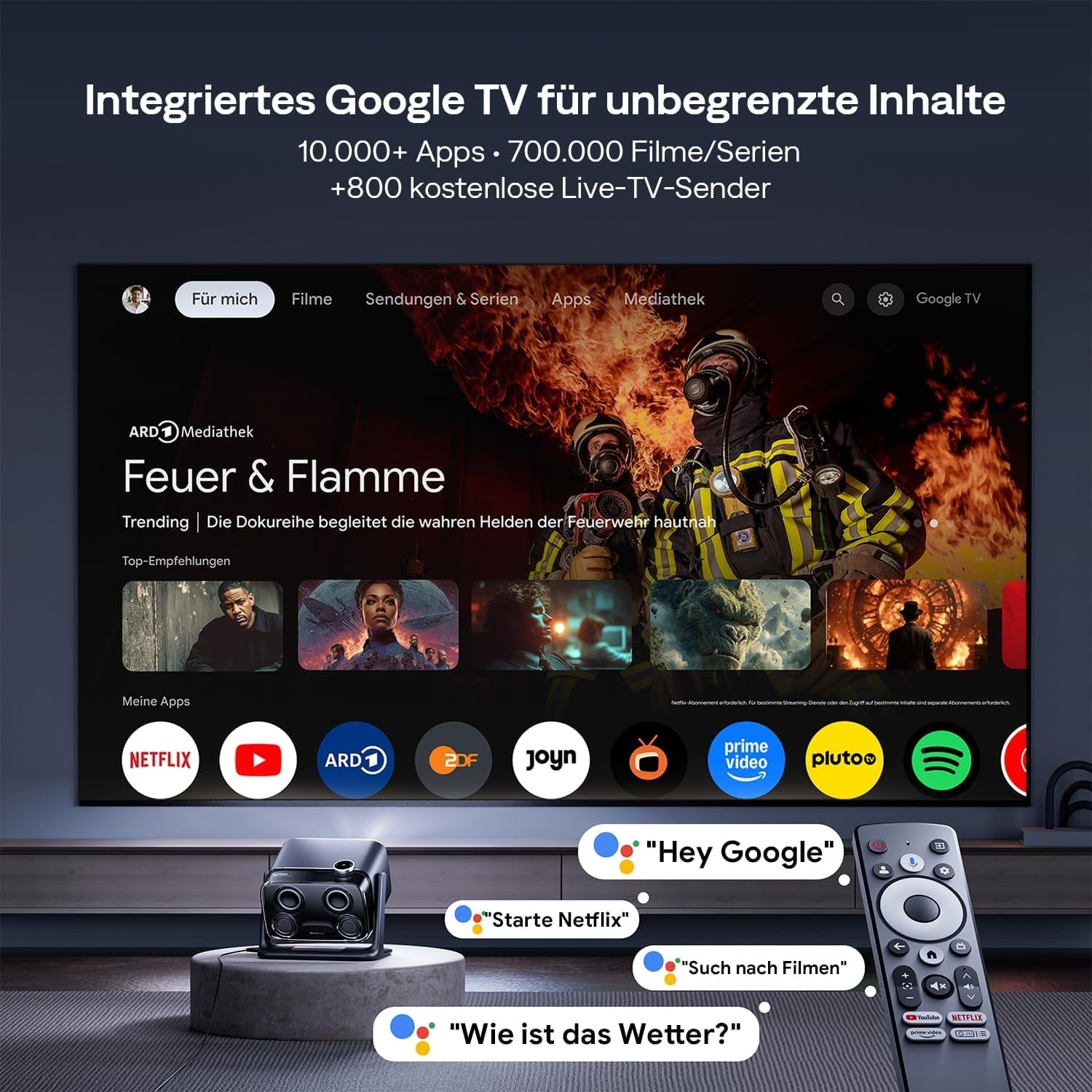 Smart Beamer 4K Unterstützung, Google TV, 500 ANSI Lumen - 35% Rabatt