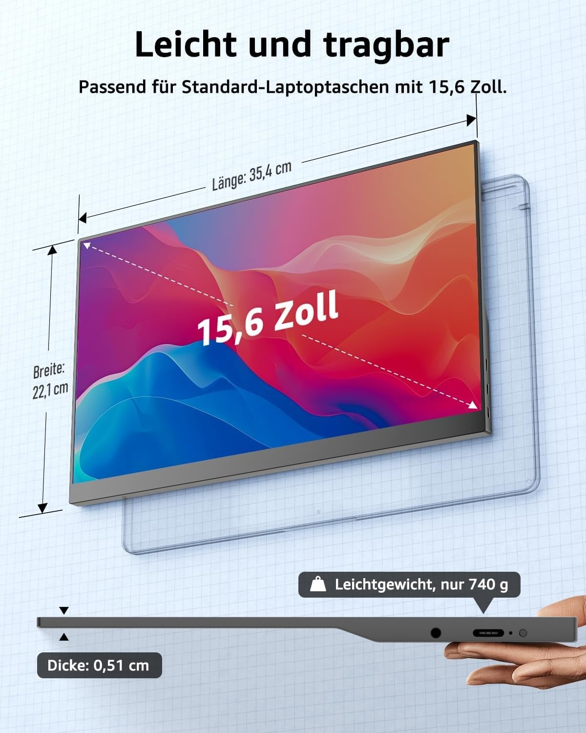 Tragbarer 15,6 Zoll Full HD Monitor - 34% Rabatt auf dieses Ausgepackt-Modell