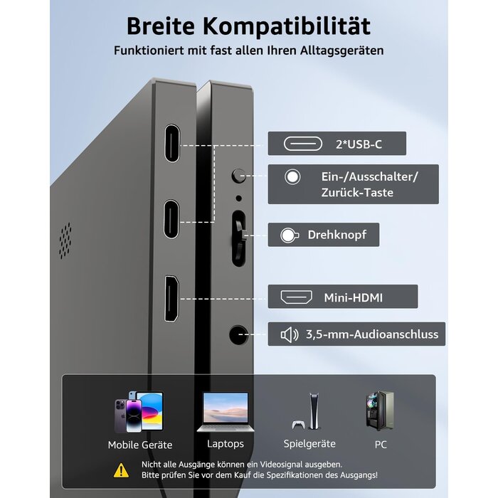 Tragbarer 15,6 Zoll Full HD Monitor - 34% Rabatt auf dieses Ausgepackt-Modell