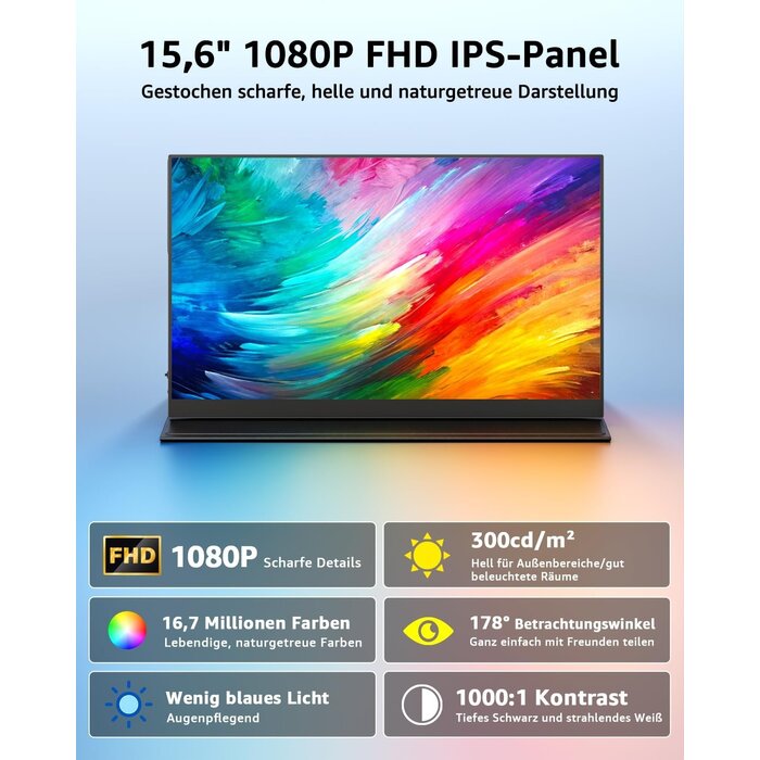 Tragbarer 15,6 Zoll Full HD Monitor - 34% Rabatt auf dieses Ausgepackt-Modell