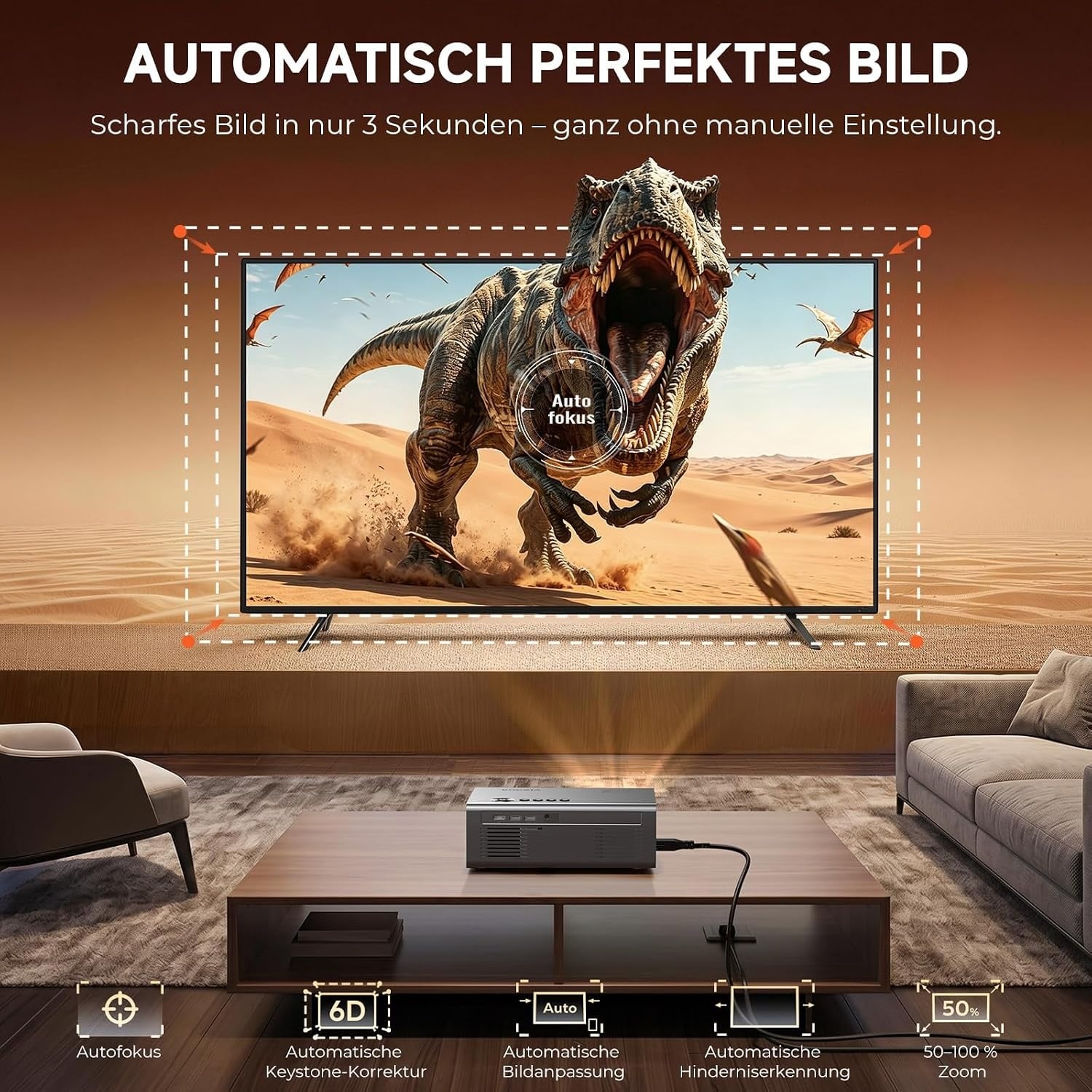 4K Smart Beamer mit VIDAA, 1300 ANSI Lumen, Autofokus - 35% Rabatt
