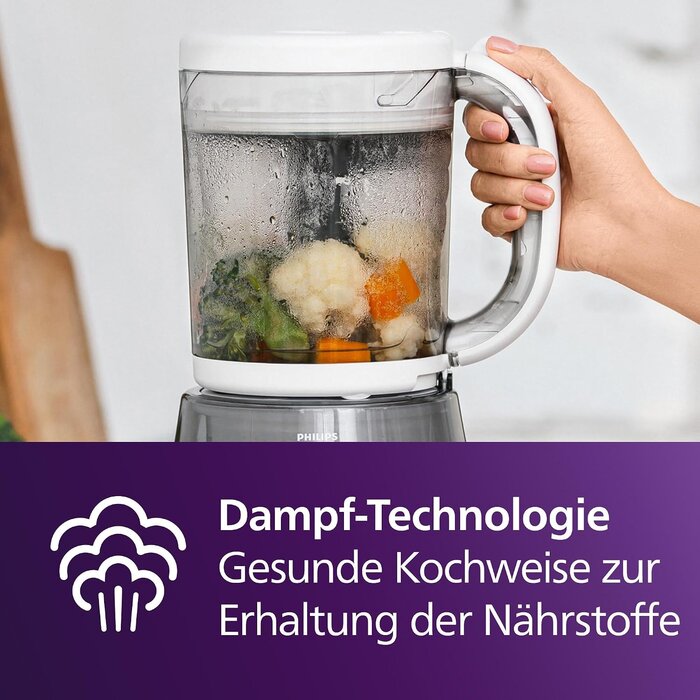 4-in-1 Babynahrungszubereiter, Dampfgarer & Mixer, 1 Liter, Glas - 30% Rabatt