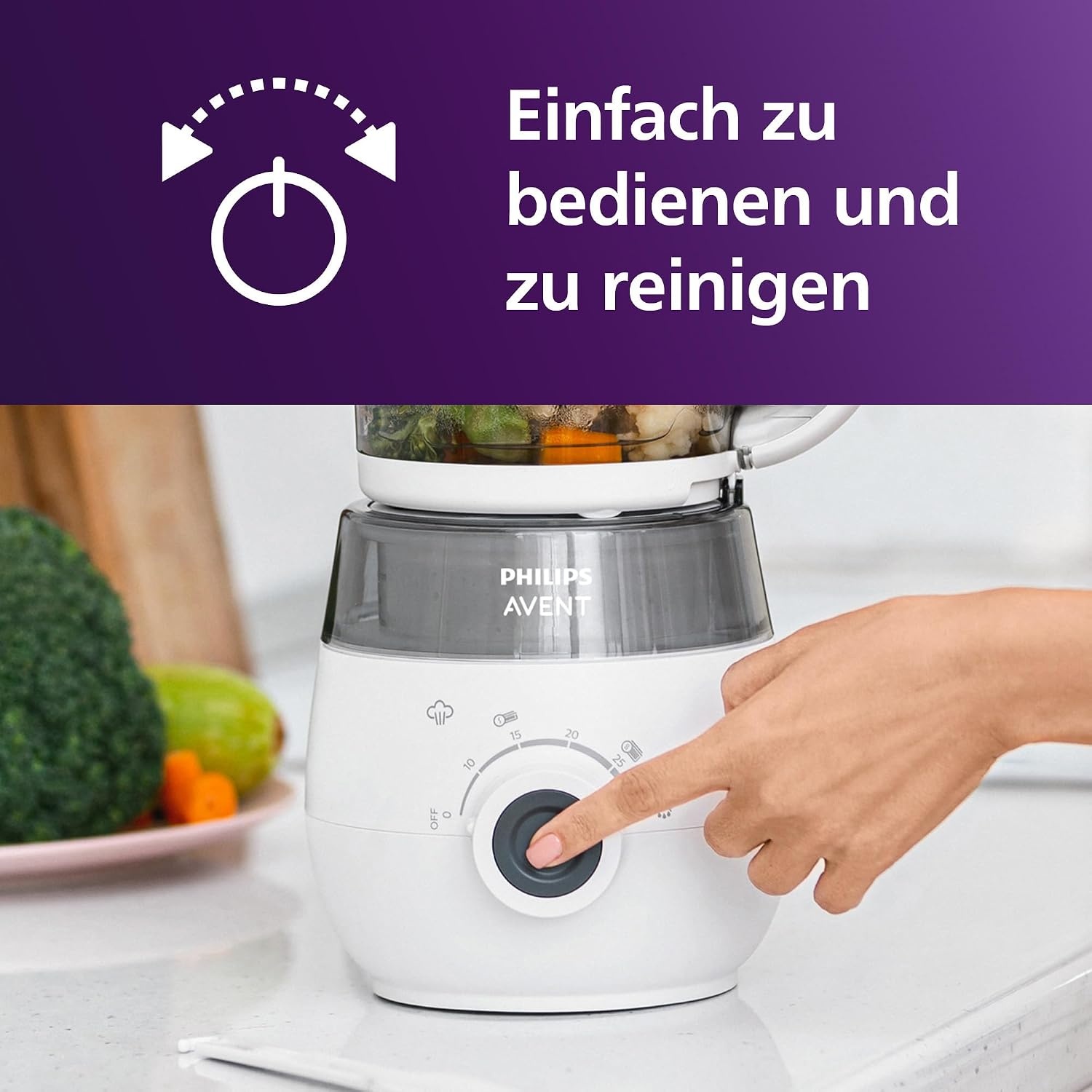4-in-1 Babynahrungszubereiter, Dampfgarer & Mixer, 1 Liter, Glas - 30% Rabatt