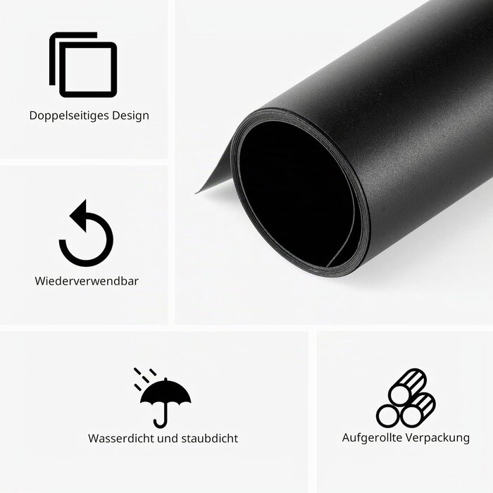 PVC Foto-Hintergrund Schwarz 120x240 cm - Jetzt 32% Rabatt sichern