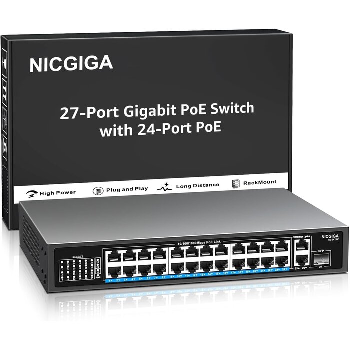 12-Port Gigabit PoE+ Switch, 120W, Schwarz - 33% Rabatt
