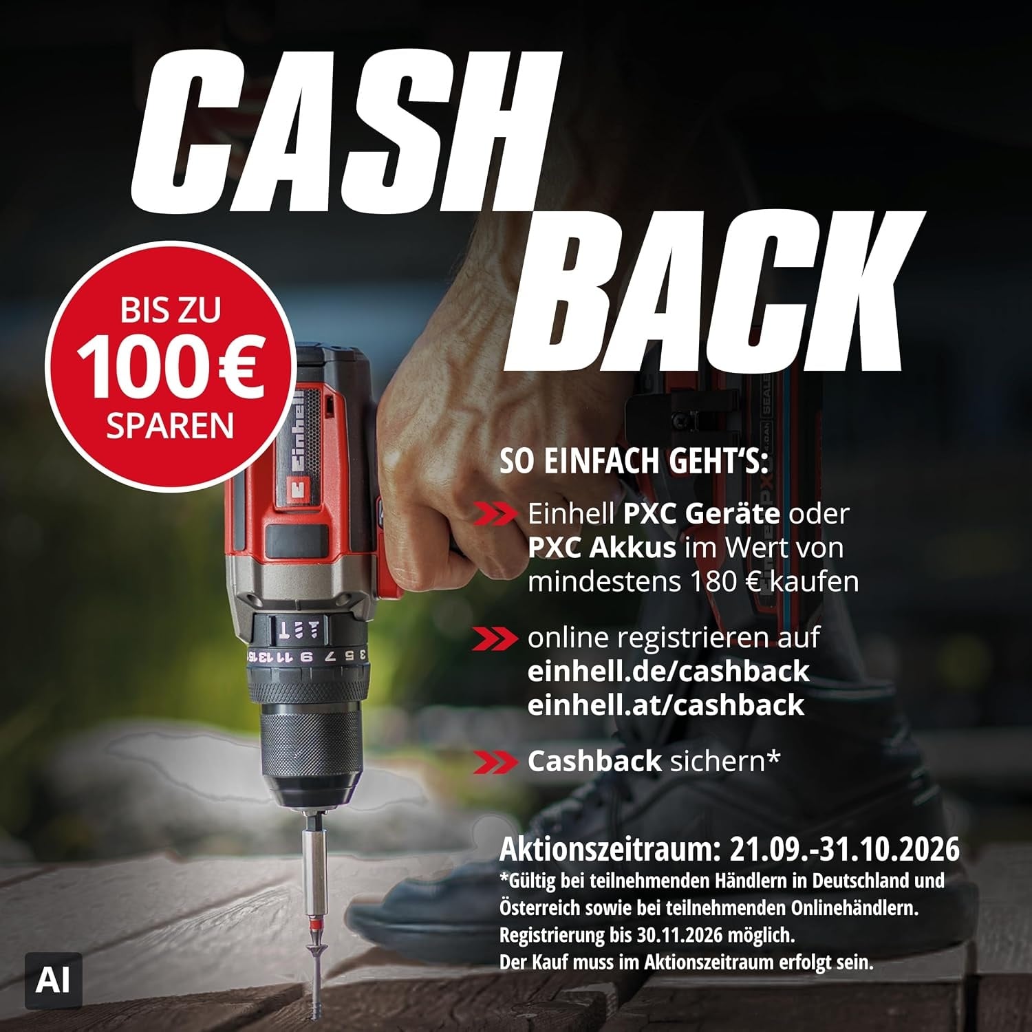 Bürstenloser Akku-Schlagbohrschrauber 18V Set, 2 Akkus & Koffer - 35% Rabatt