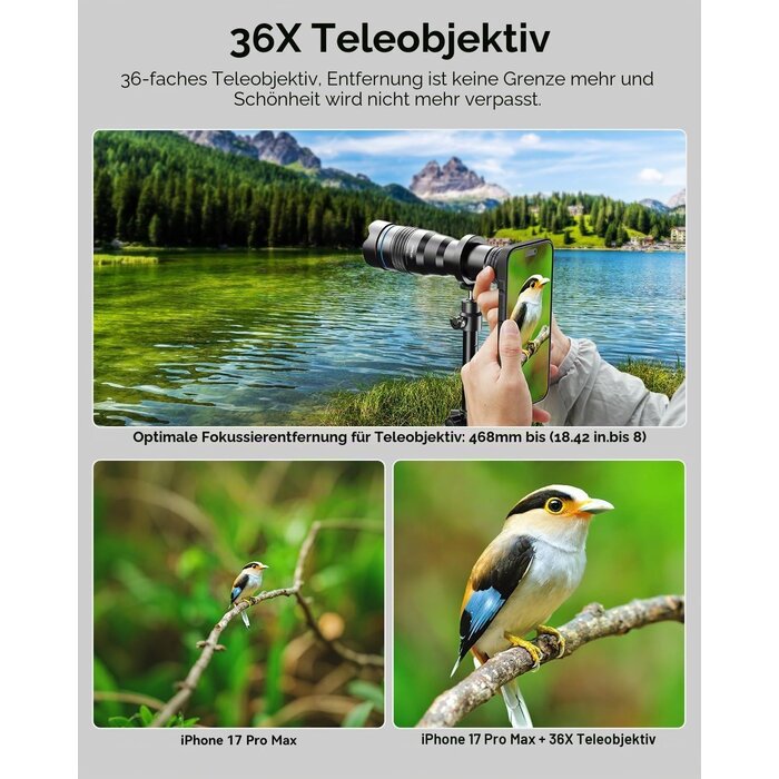 36x Teleobjektiv für iPhone 16 Pro mit Schutzhülle - 34% Rabatt