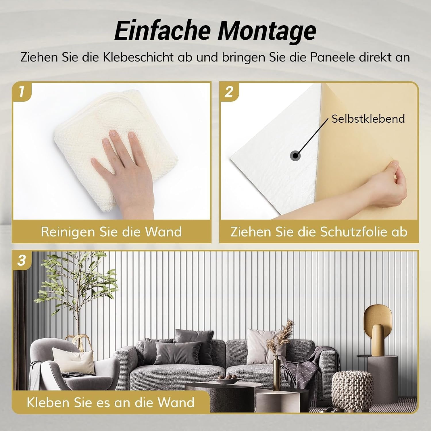 4er Set Akustikpaneele 120x60cm Weiß Streifen - 33% Rabatt