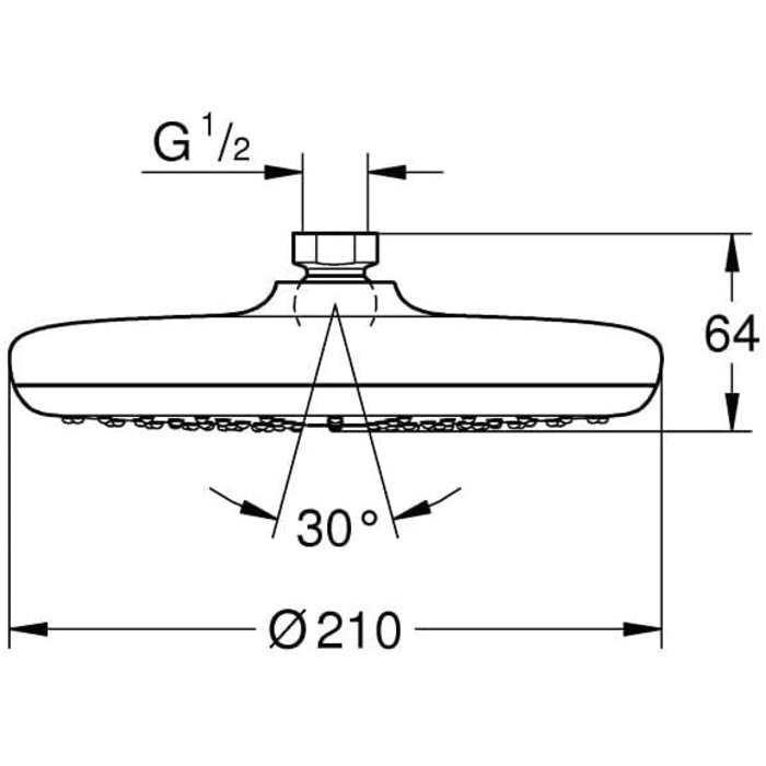 Große Kopfbrause 210 mm Rund Chrom - 34% Rabatt - Ausgepackt