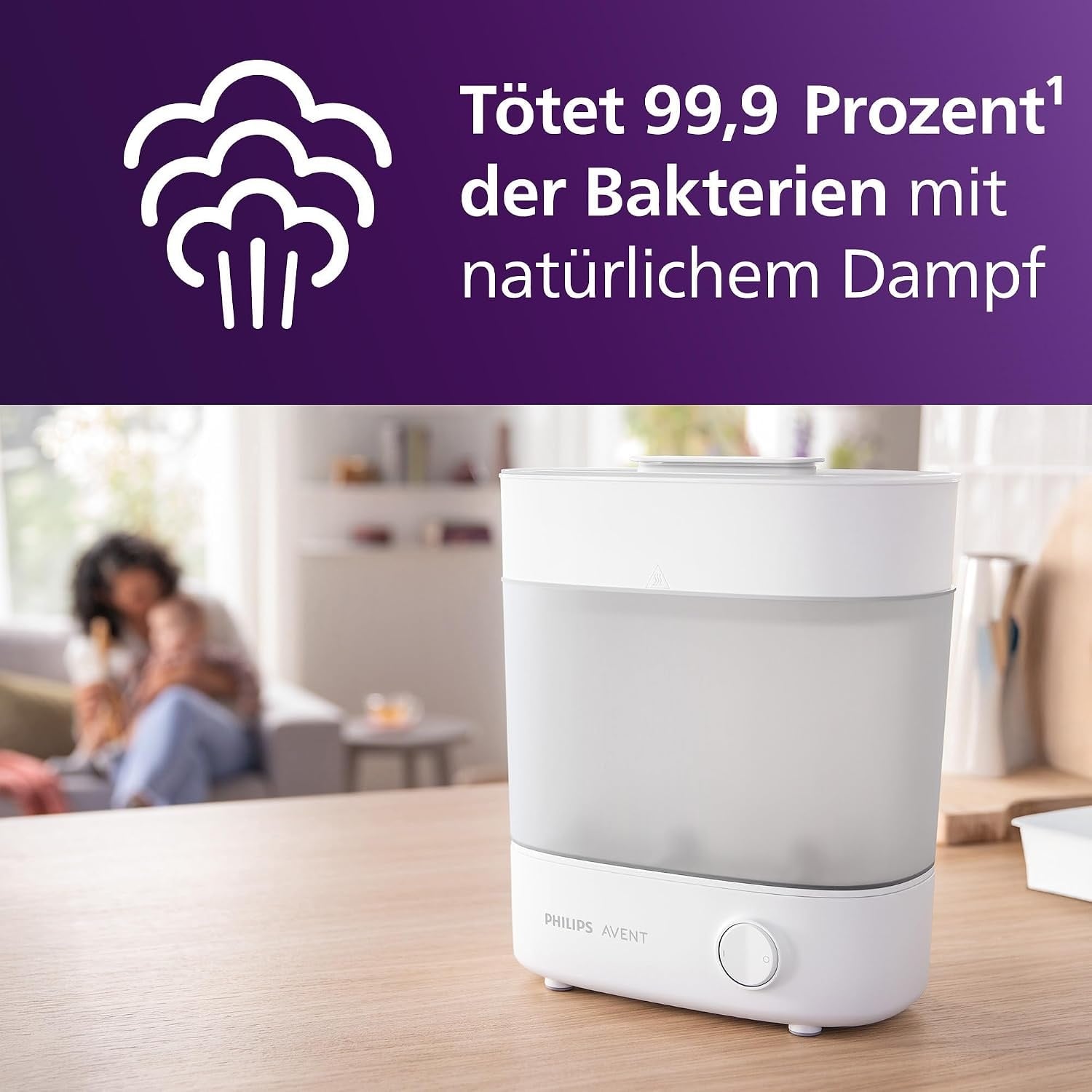 Flaschensterilisator für 6 Babyflaschen - Weiß - 34% Rabatt