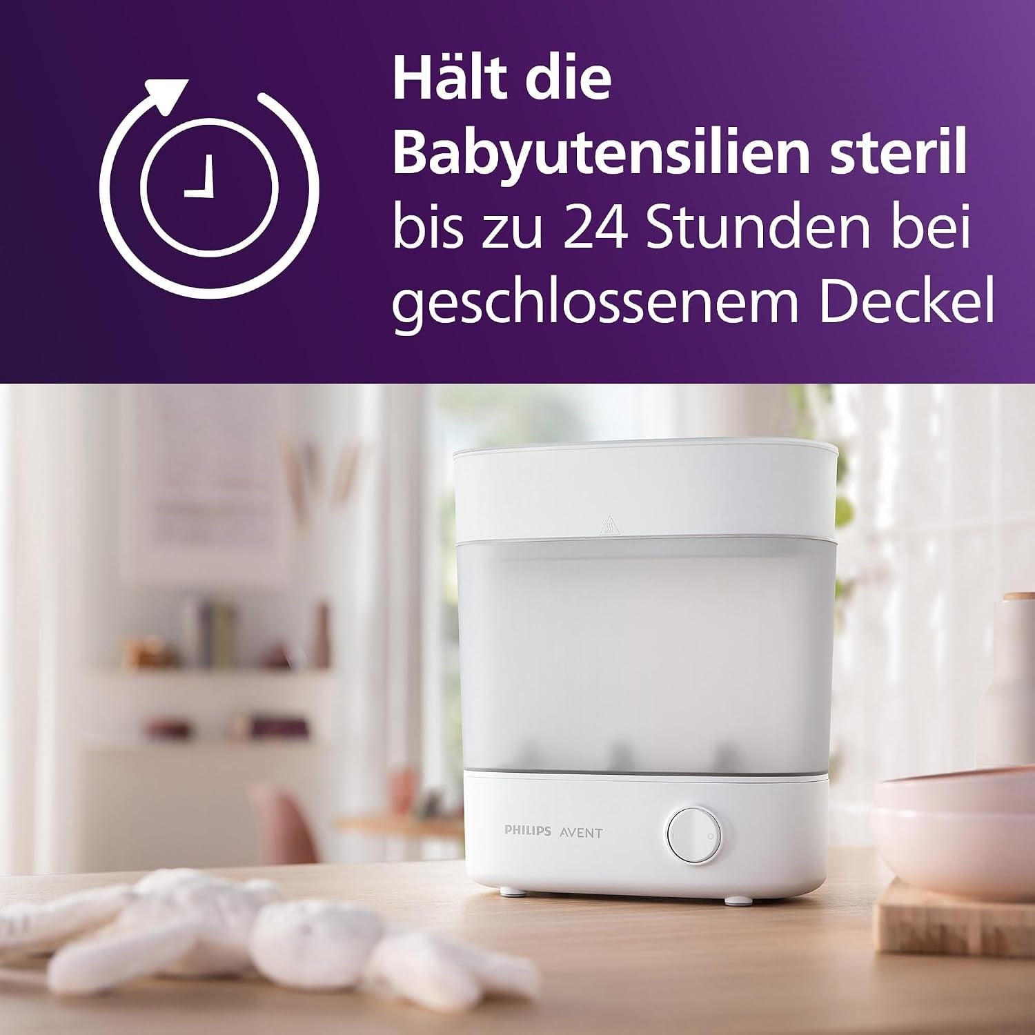 Flaschensterilisator für 6 Babyflaschen - Weiß - 34% Rabatt