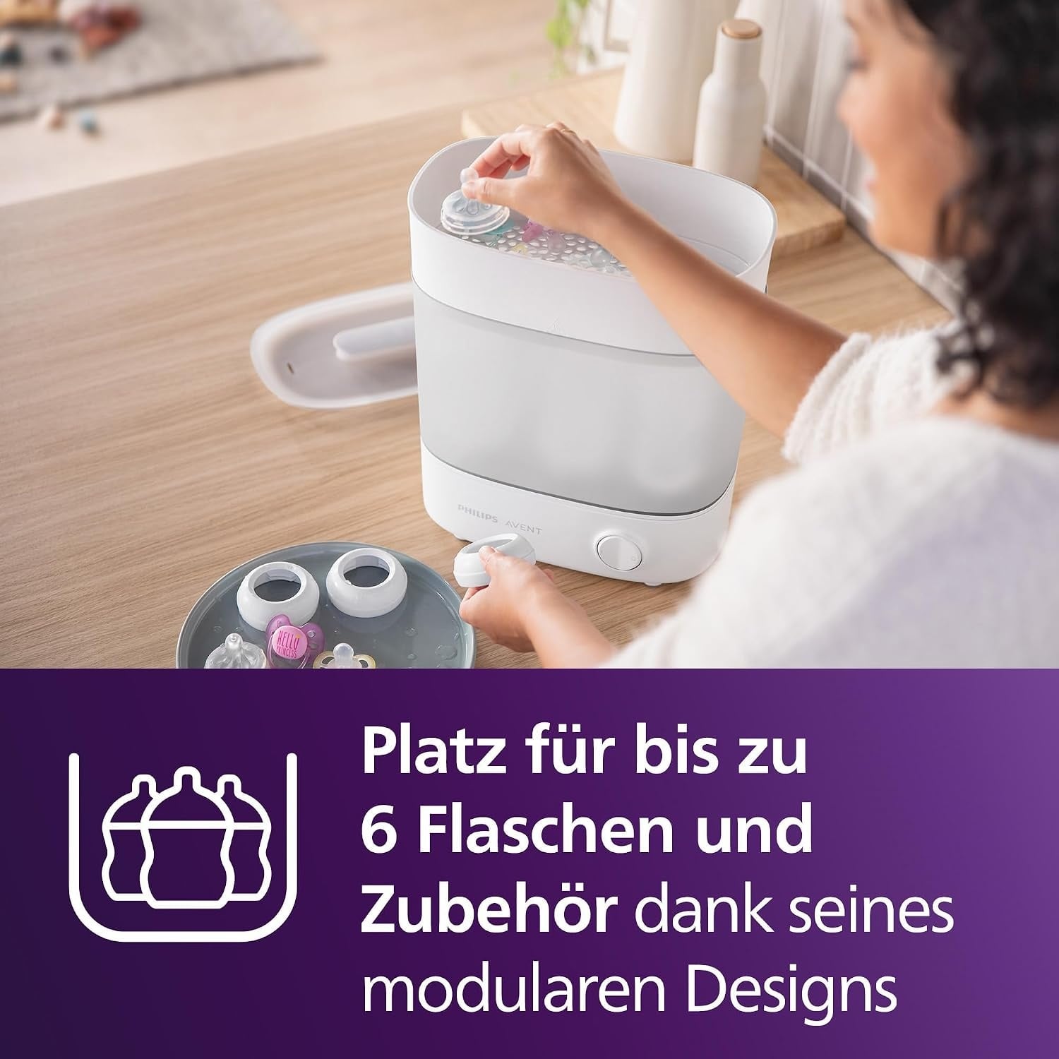 Flaschensterilisator für 6 Babyflaschen - Weiß - 34% Rabatt