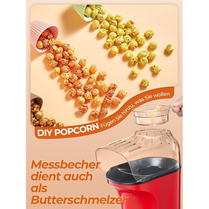 Heißluft-Popcornmaschine 1400W 4L Rot - 31% Rabatt