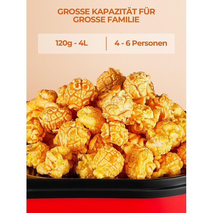 Heißluft-Popcornmaschine 1400W 4L Rot - 31% Rabatt
