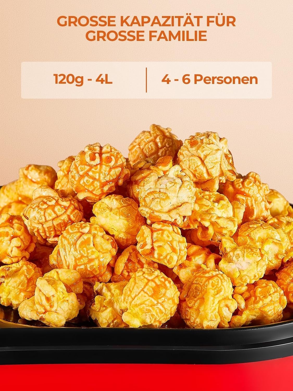 Heißluft-Popcornmaschine 1400W 4L Rot - 31% Rabatt