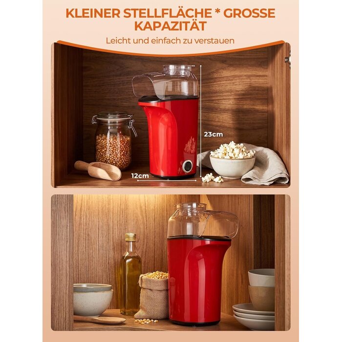Heißluft-Popcornmaschine 1400W 4L Rot - 31% Rabatt