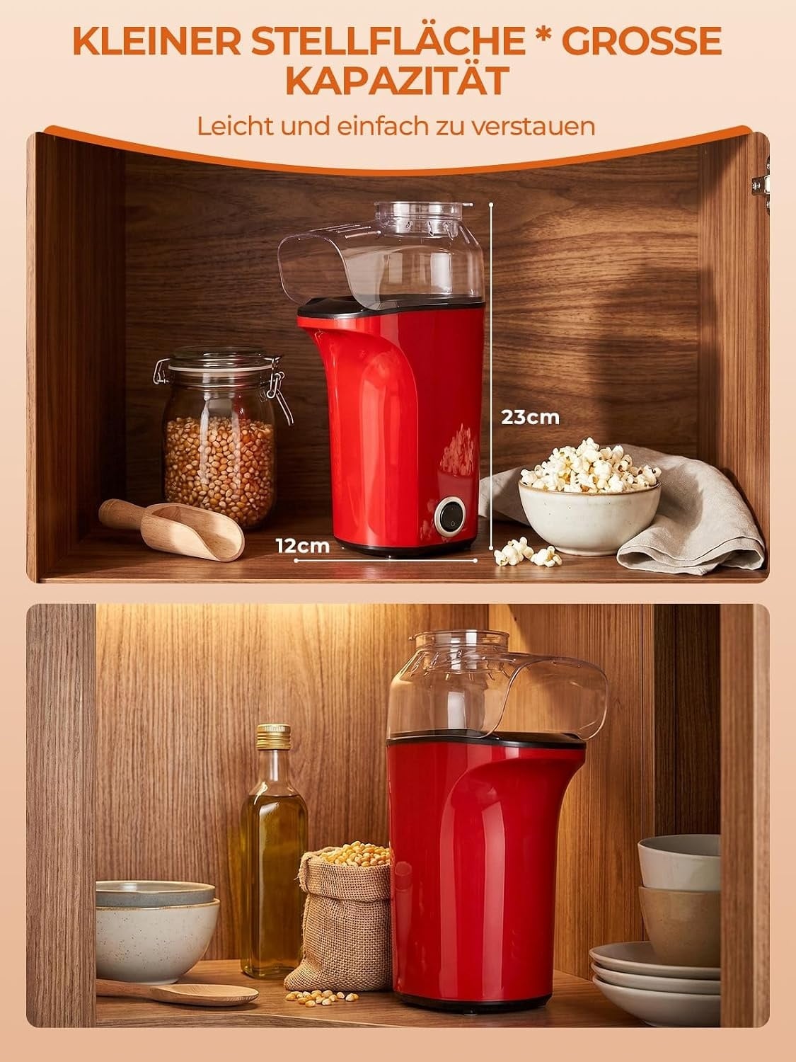Heißluft-Popcornmaschine 1400W 4L Rot - 31% Rabatt