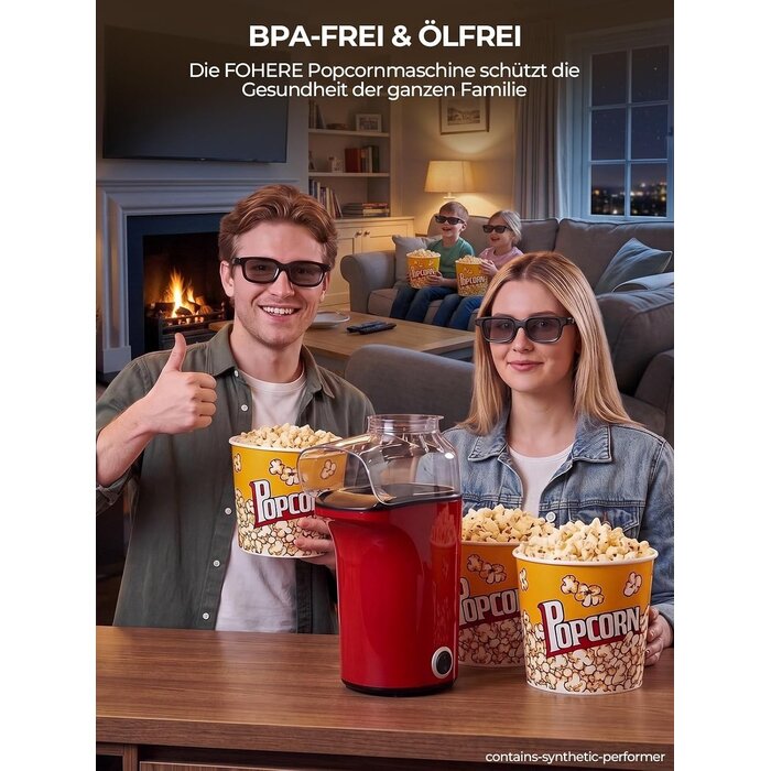 Heißluft-Popcornmaschine 1400W 4L Rot - 31% Rabatt