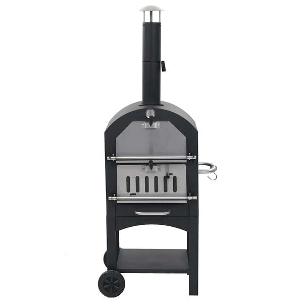 Vidaxl Holzkohle-Pizzaofen inkl. Pizzastein - 35% Rabatt - Schwarz