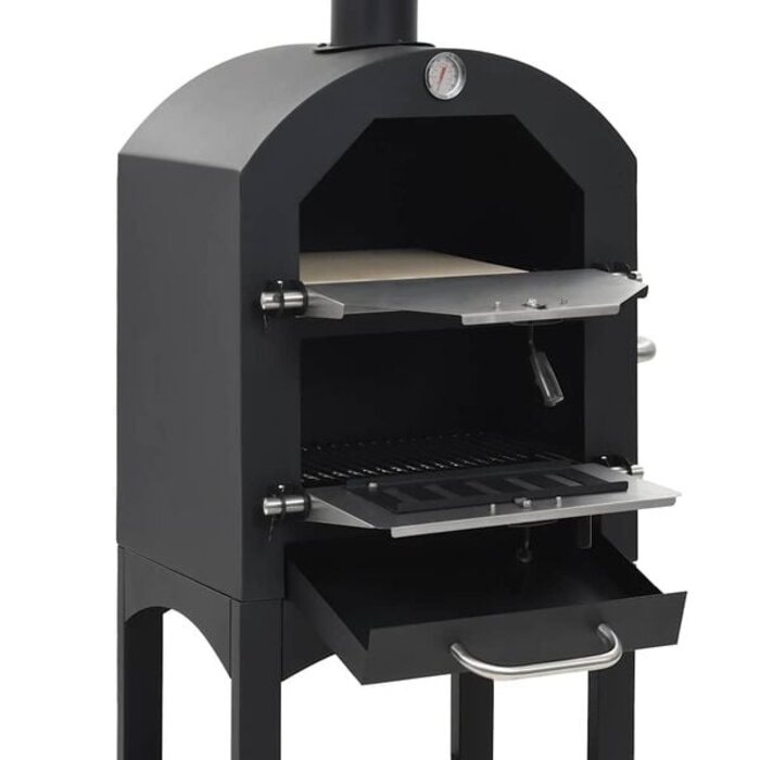 Vidaxl Holzkohle-Pizzaofen inkl. Pizzastein - 35% Rabatt - Schwarz