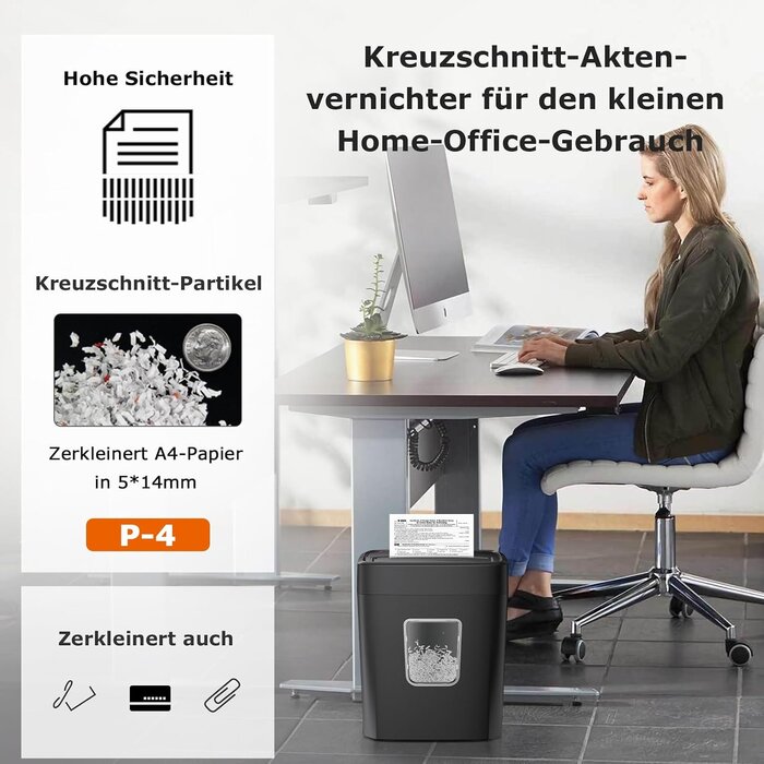 Aktenvernichter P-4 Partikelschnitt 16L, 8 Blatt - 32% Rabatt