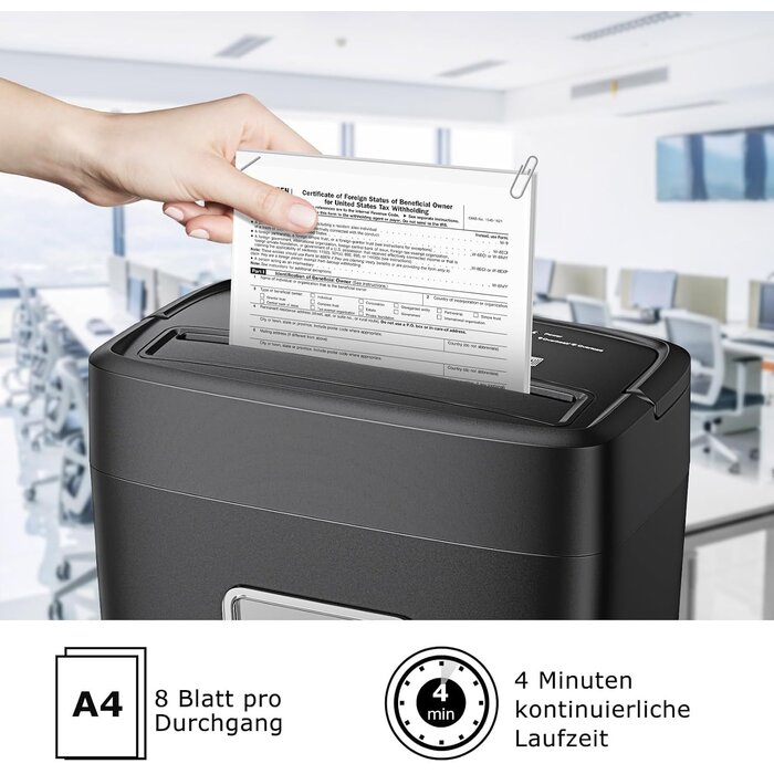 Aktenvernichter P-4 Partikelschnitt 16L, 8 Blatt - 32% Rabatt