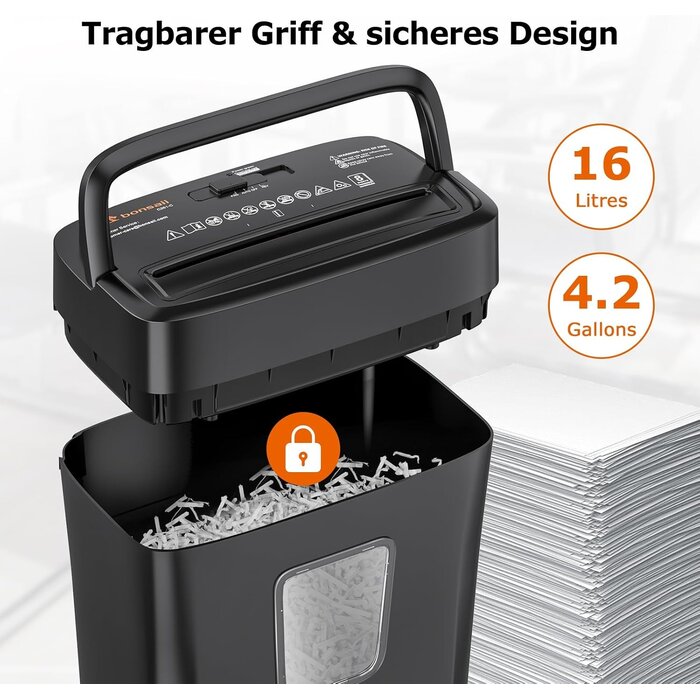 Aktenvernichter P-4 Partikelschnitt 16L, 8 Blatt - 32% Rabatt