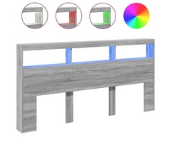 Vidaxl Bett-Kopfteil mit LED, 200x17x102 cm, Grau Sonoma Eiche - 51% Rabatt