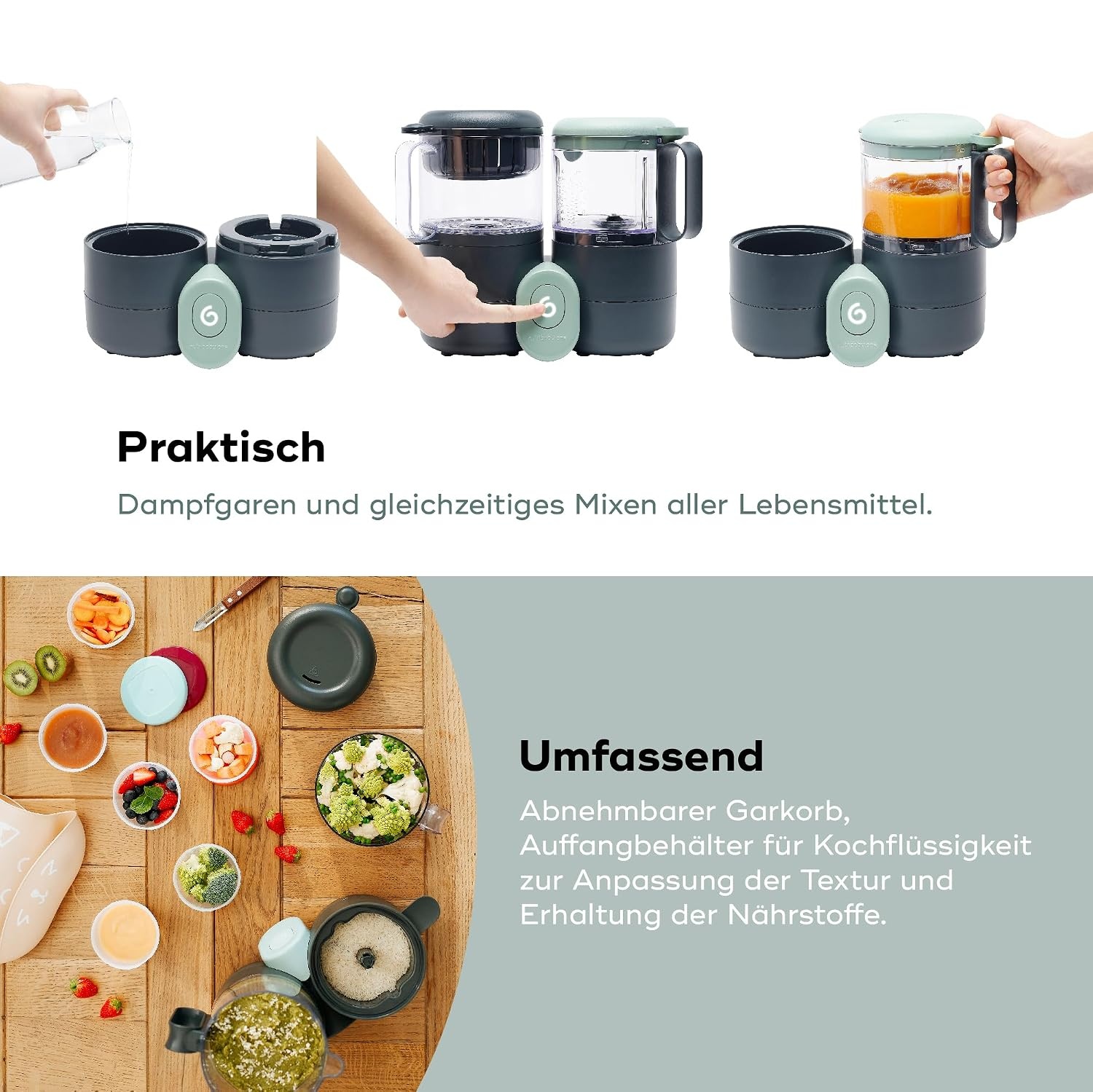 4-in-1 Babynahrungszubereiter, 2 Liter, Grau - 34% Rabatt