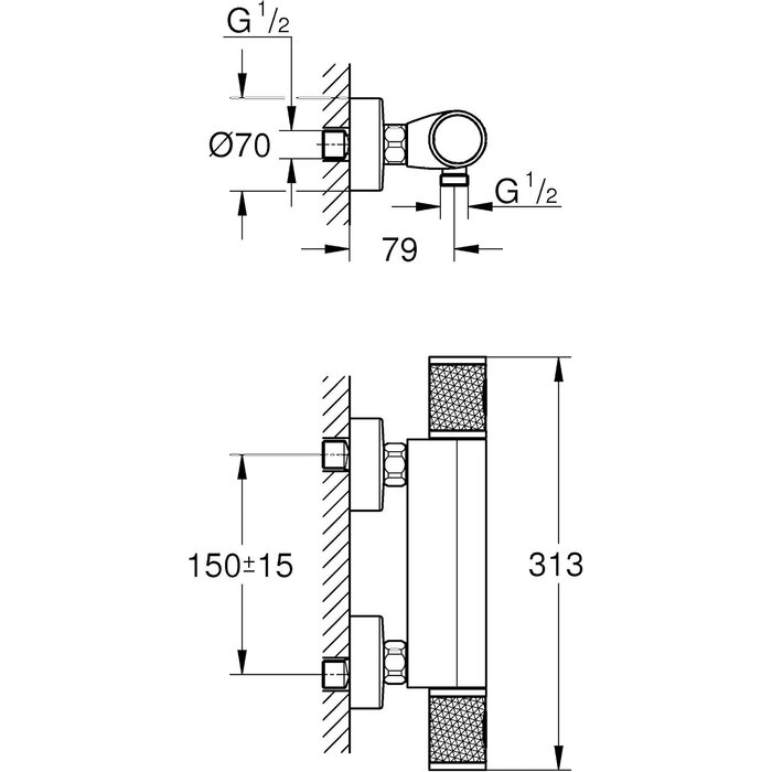 Thermostatische Duscharmatur verchromt - 35% Rabatt - Ausgepackt & Neuwertig