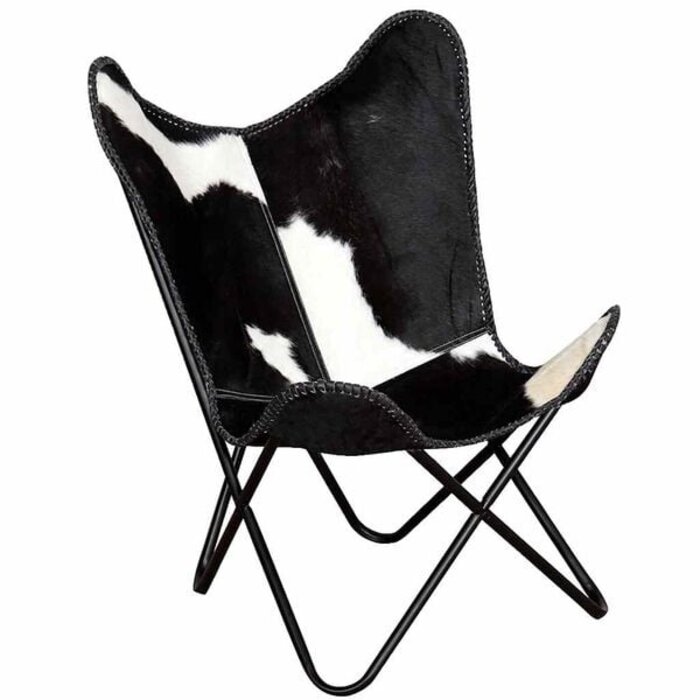 Vidaxl Schmetterlingssessel Rindsleder Schwarz/Weiß - 35% Rabatt