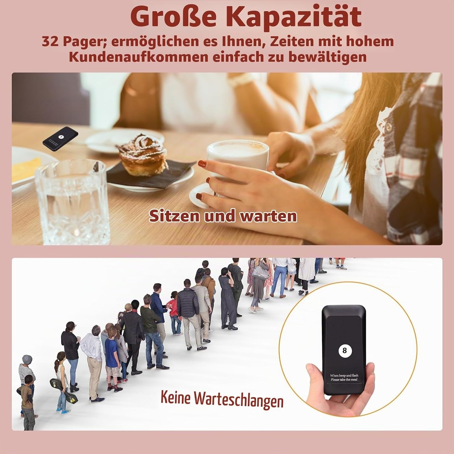 Drahtloses Pagersystem für Gastronomie, 32 Empfänger, 30% Rabatt