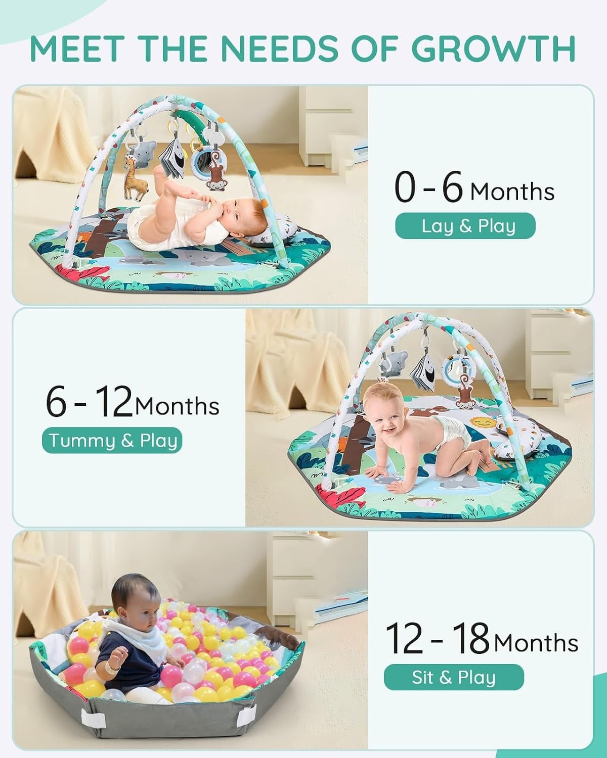Bunte Baby-Spieldecke mit Spielebogen - 33% Rabatt