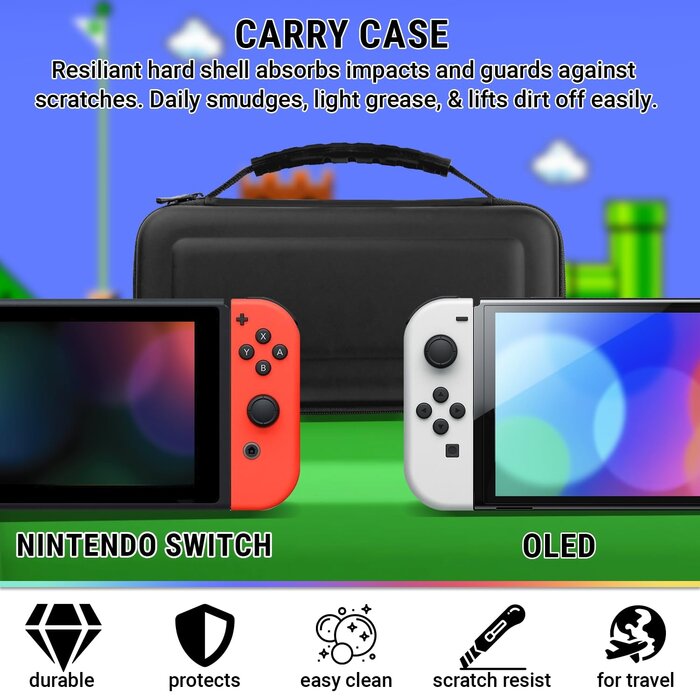 Nintendo Switch Zubehör-Set 34% Rabatt - Tasche, Panzerglas, Grip-Case, Schwarz