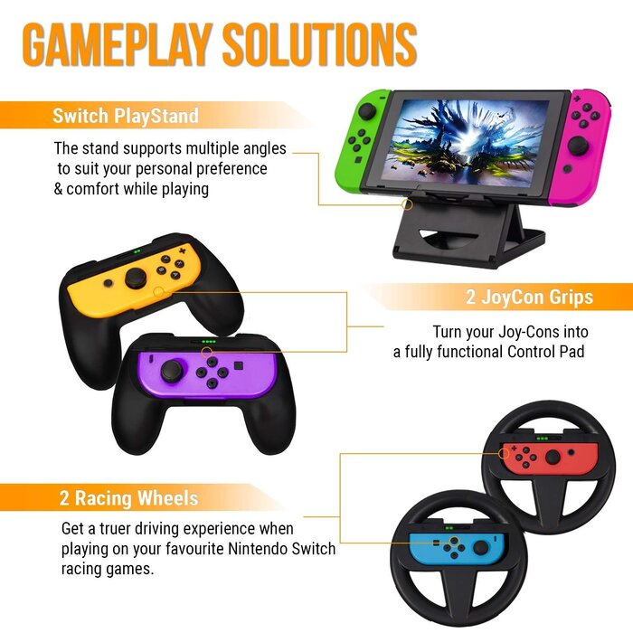 Nintendo Switch Zubehör-Set 34% Rabatt - Tasche, Panzerglas, Grip-Case, Schwarz