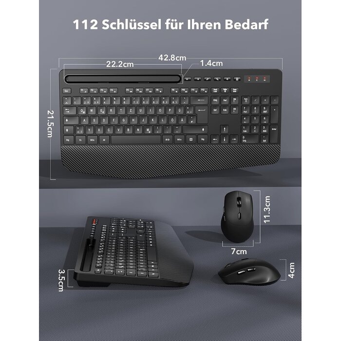 Ergonomisches Funk-Tastatur-Maus-Set mit 31% Rabatt - Schwarz