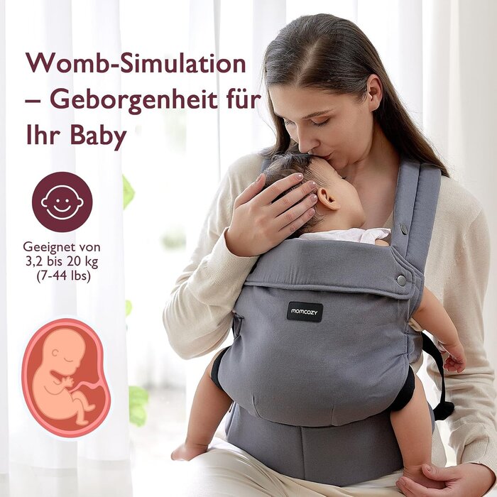 Ergonomische Babytrage, 3-20 kg - Grau - 33% Rabatt