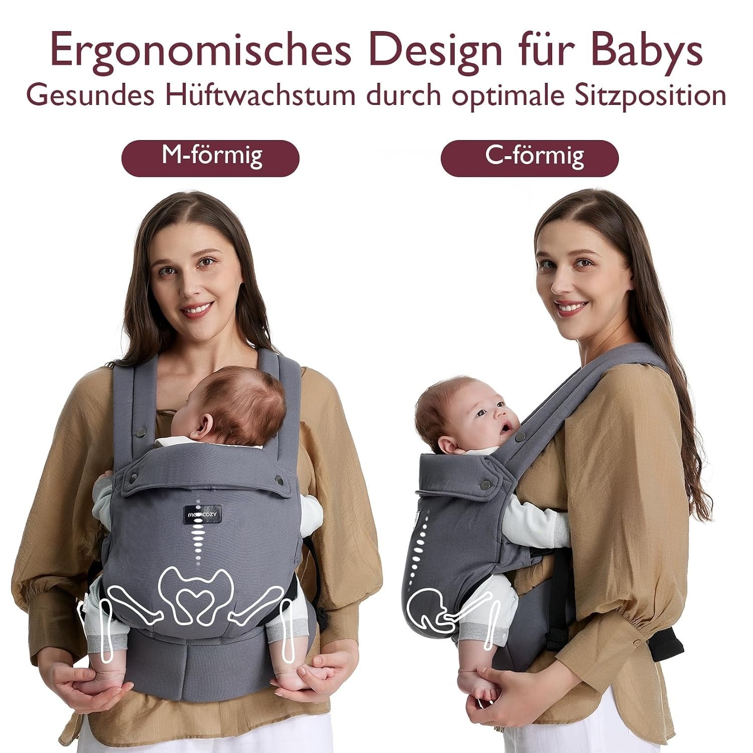 Ergonomische Babytrage, 3-20 kg - Grau - 33% Rabatt
