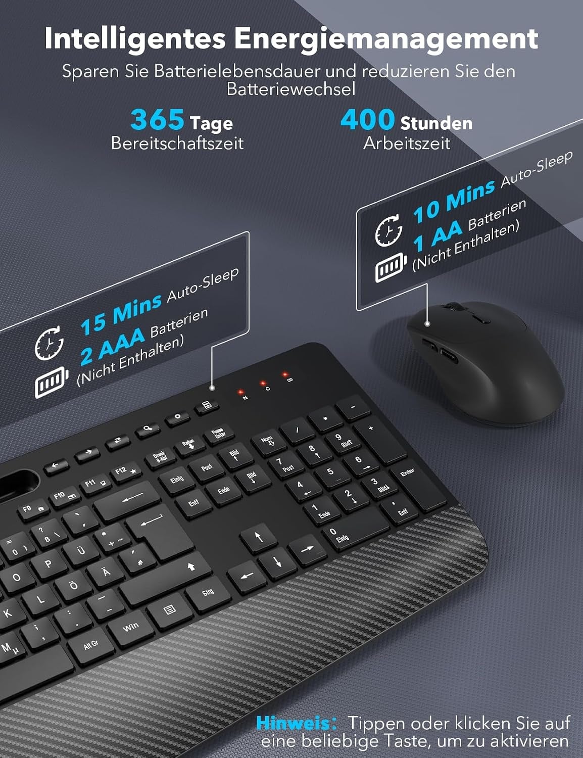 Ergonomisches Tastatur-Maus-Set QWERTZ - Schwarz - 31% Rabatt