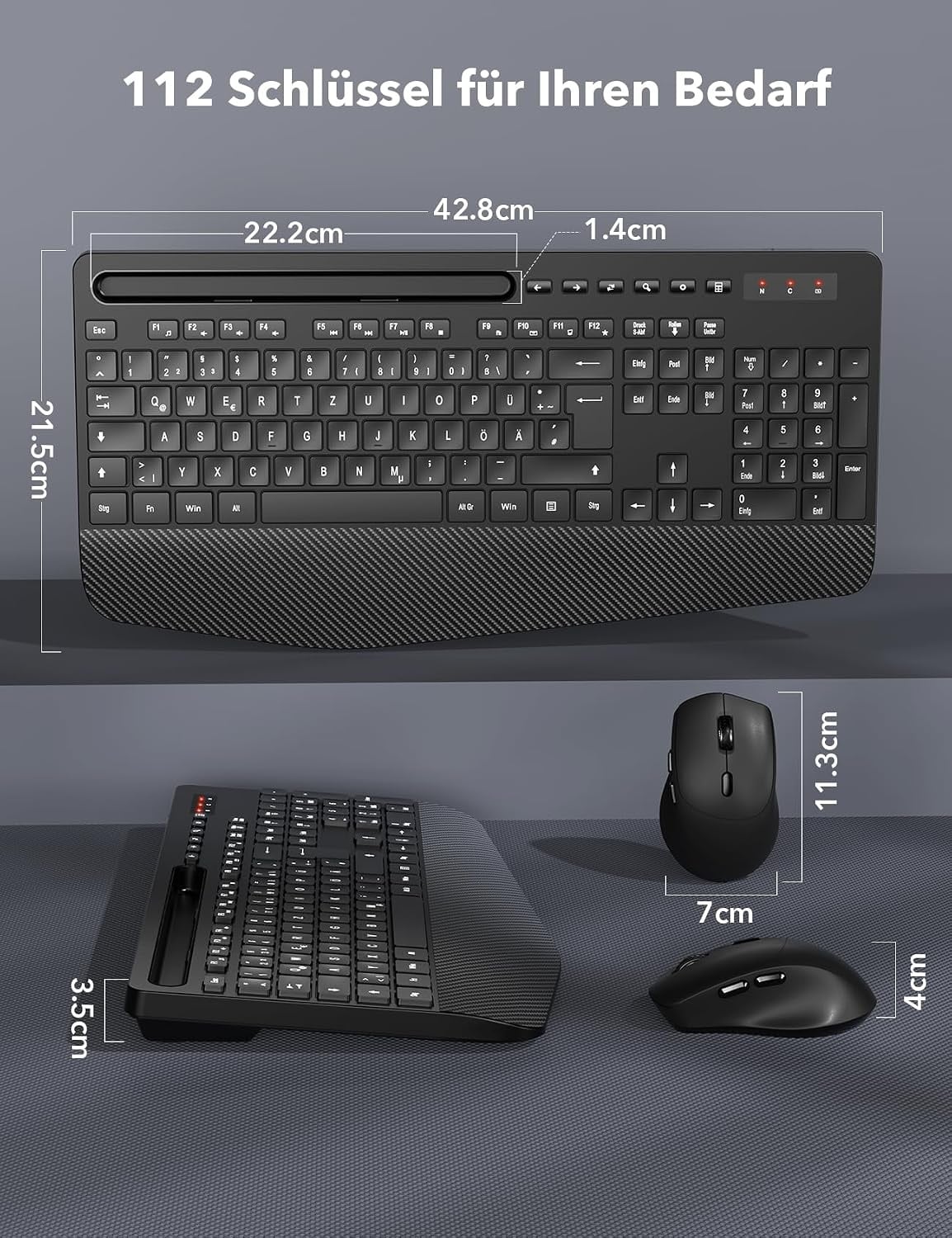 Ergonomisches Tastatur-Maus-Set QWERTZ - Schwarz - 31% Rabatt