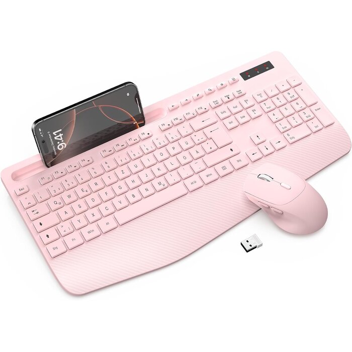 Ergonomisches Tastatur-Maus-Set QWERTZ, Kabellos, Schwarz - 31% Rabatt