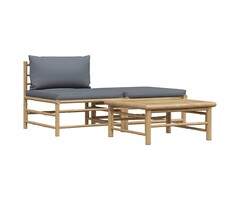 Vidaxl 3-teiliges Bambus Loungeset - Dunkelgrau - 52% Rabatt