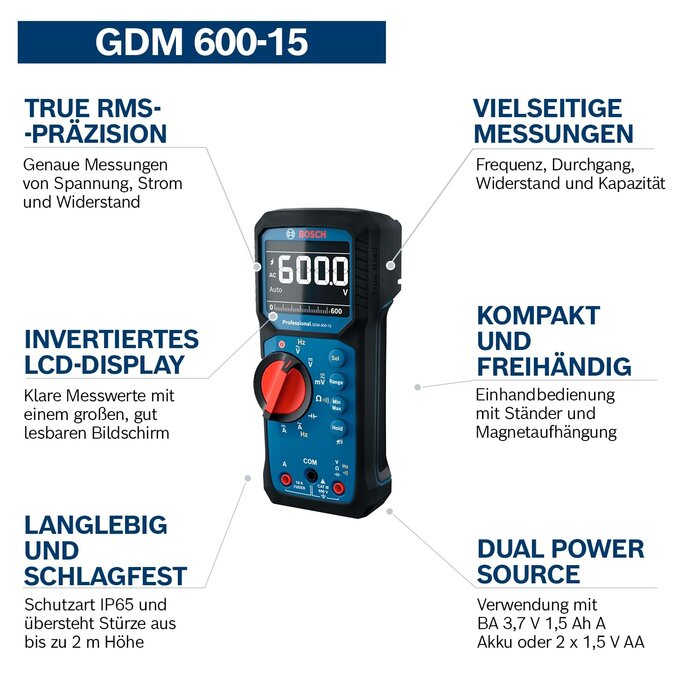 Digitales Multimeter GDM 600-15 True RMS IP65 - 35% Rabatt