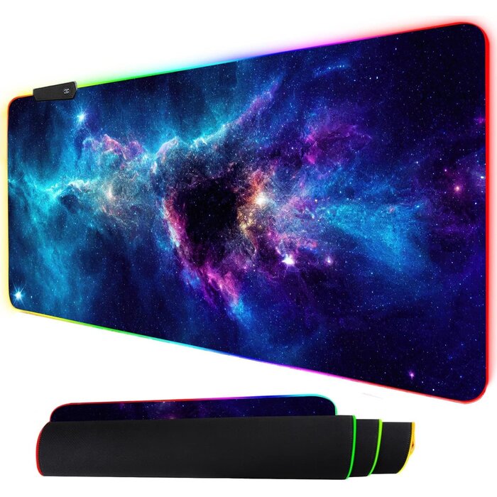 XXL RGB Gaming-Schreibtischunterlage Galaxy, 90x40 cm - 31% Rabatt