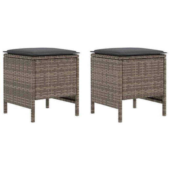 Vidaxl 2er-Set Gartenfußhocker aus PE-Rattan, Grau - 29% Rabatt